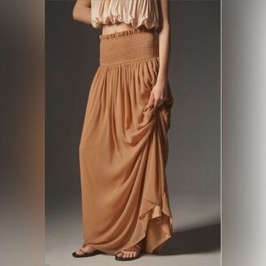 NWT  Anthropologie Smocked Sheer
Maxi Skirt Sz S Rose Color